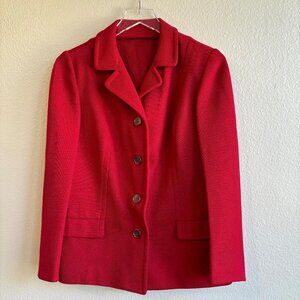 Vintage Handmade Ruby Cherry red blazer M polyester 70s gold buttons cropped